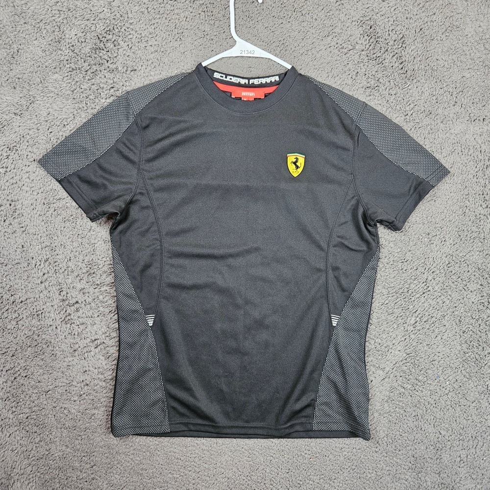 Scuderia Ferrari Mens Black Performance Mesh Racing T-Shirt Size Medium